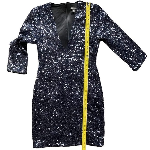 Express | Navy Blue Sequins, Bodycon Mini Cocktail Dress, Size 4 - Picture 10 of 13